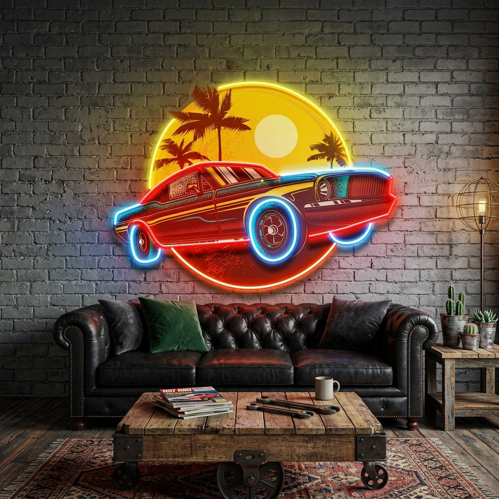 Tropical Vintage Car LED Neon Sign Light Pop Art