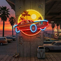 Tropical Vintage Car LED Neon Sign Light Pop Art