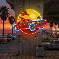 Tropical Vintage Car LED Neon Sign Light Pop Art
