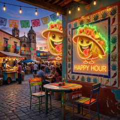 Custom Your Brand Taco With A Big Smile And A Sombrero Artwork Led Neon Sign Light