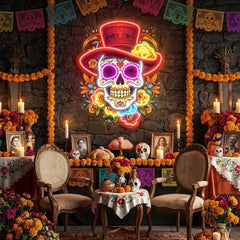 Custom Name Mexican Restaurant Skull Artwork Led Neon Sign Light
