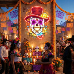 Custom Name Mexican Restaurant Skull Artwork Led Neon Sign Light