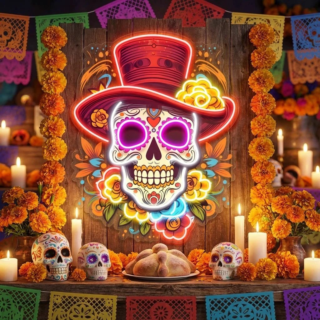 Custom Name Mexican Restaurant Skull Artwork Led Neon Sign Light