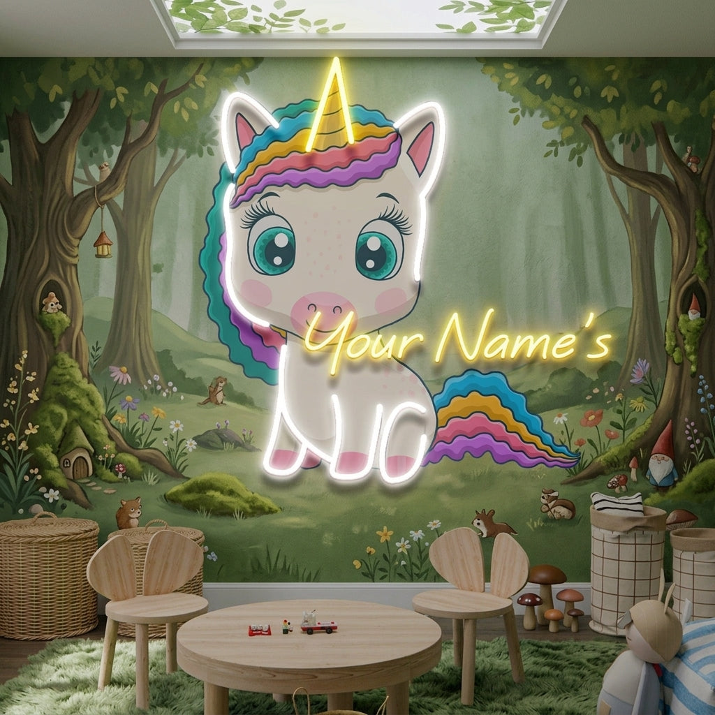 Custom Your Name For Baby Room Decor Nursery Unicorn Led Neon Sign Light