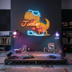 Custom Your Name For Baby Room Decor Rock Star Dinosaur Led Neon Sign