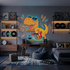 Custom Your Name For Baby Room Decor Rock Star Dinosaur Led Neon Sign