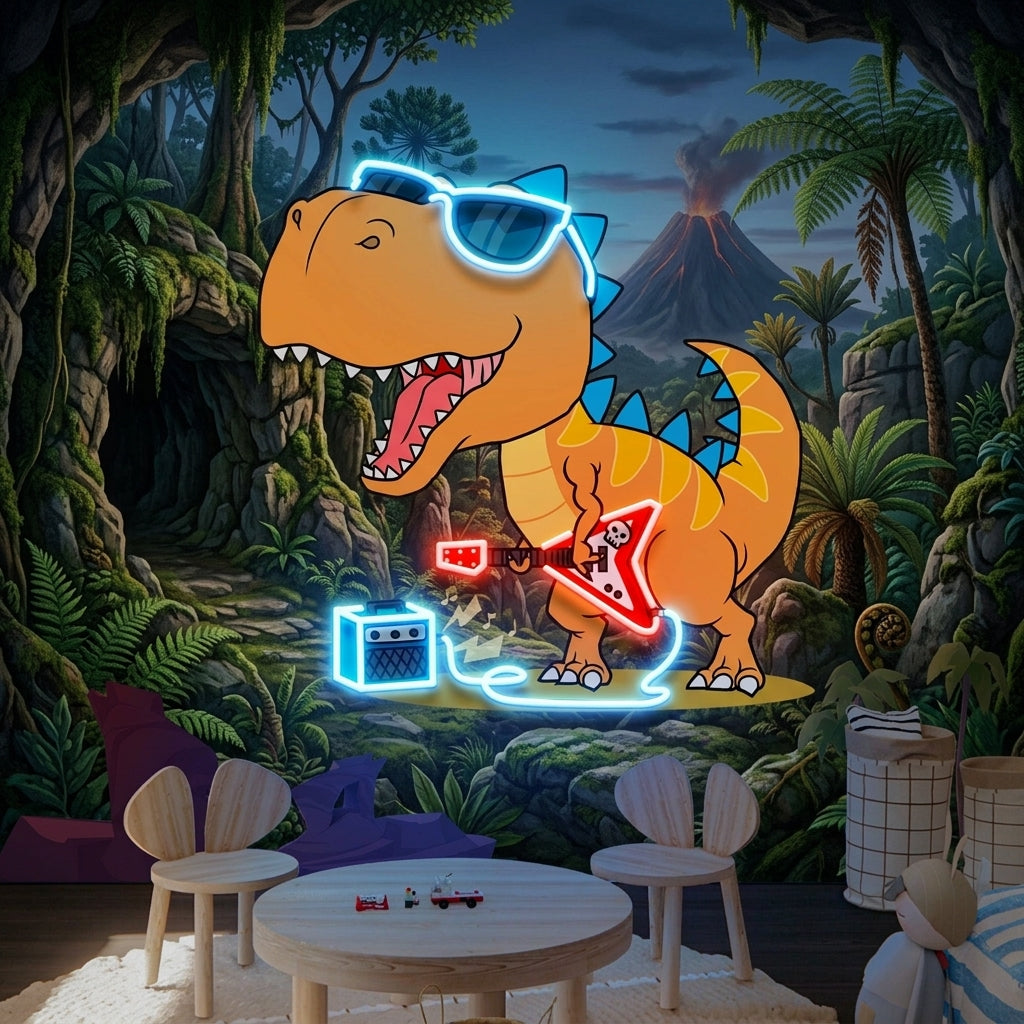 Custom Your Name For Baby Room Decor Rock Star Dinosaur Led Neon Sign