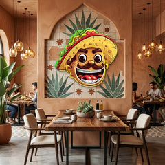 Custom Your Name Taco With A Big Smile And A Sombrero Artwork Led Neon Sign Light