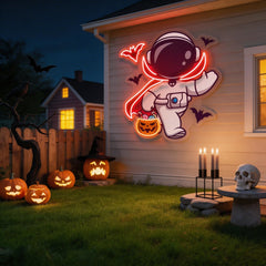 Cute Astronaut Dracula Halloween Artwork Led Neon Sign Light