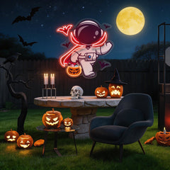 Cute Astronaut Dracula Halloween Artwork Led Neon Sign Light