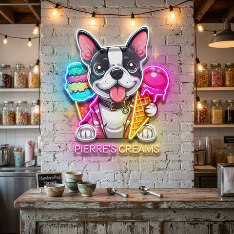 Cute Dog Eating Ice Cream LED Neon Sign Light Pop Art