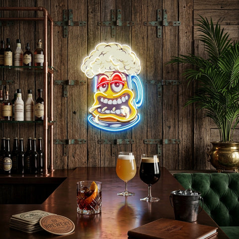 Cute Foamy Beer Glass LED Neon Sign Light Pop Art
