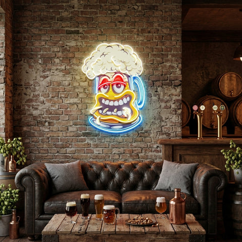Cute Foamy Beer Glass LED Neon Sign Light Pop Art