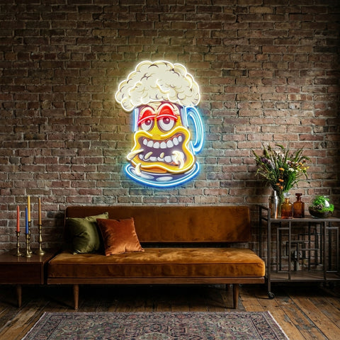 Cute Foamy Beer Glass LED Neon Sign Light Pop Art