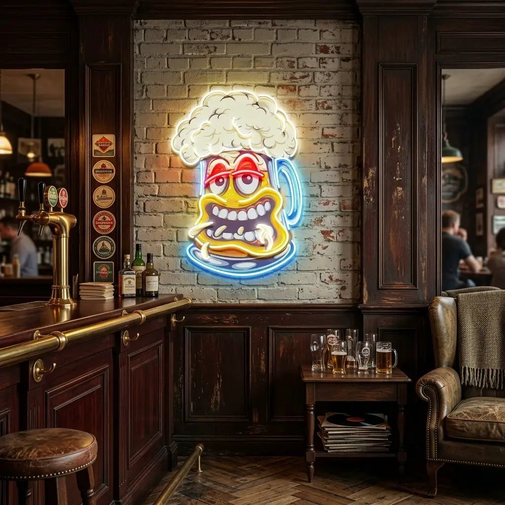 Cute Foamy Beer Glass LED Neon Sign Light Pop Art