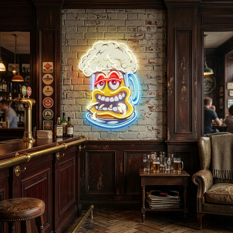 Cute Foamy Beer Glass LED Neon Sign Light Pop Art