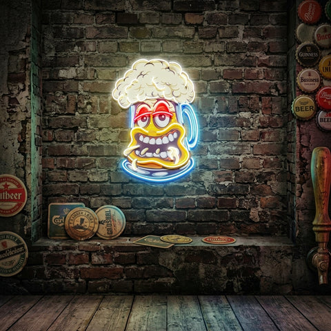 Cute Foamy Beer Glass LED Neon Sign Light Pop Art