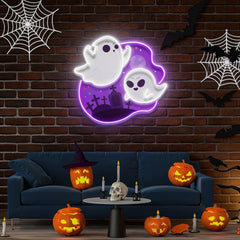 Cute Ghost Halloween Day Artwork Led Neon Sign Light