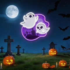 Cute Ghost Halloween Day Artwork Led Neon Sign Light