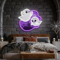 Cute Ghost Halloween Day Artwork Led Neon Sign Light