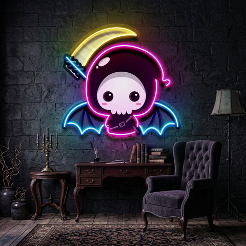 Cute Grim Reaper LED Neon Sign Light Pop Art