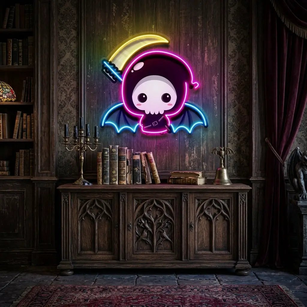 Cute Grim Reaper LED Neon Sign Light Pop Art