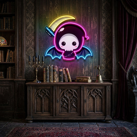 Cute Grim Reaper LED Neon Sign Light Pop Art