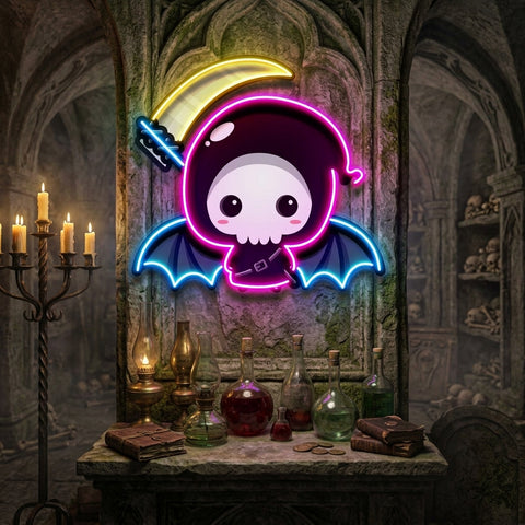 Cute Grim Reaper LED Neon Sign Light Pop Art