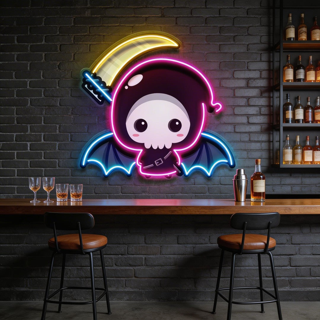 Cute Grim Reaper LED Neon Sign Light Pop Art