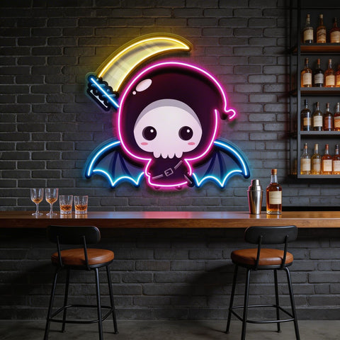 Cute Grim Reaper LED Neon Sign Light Pop Art