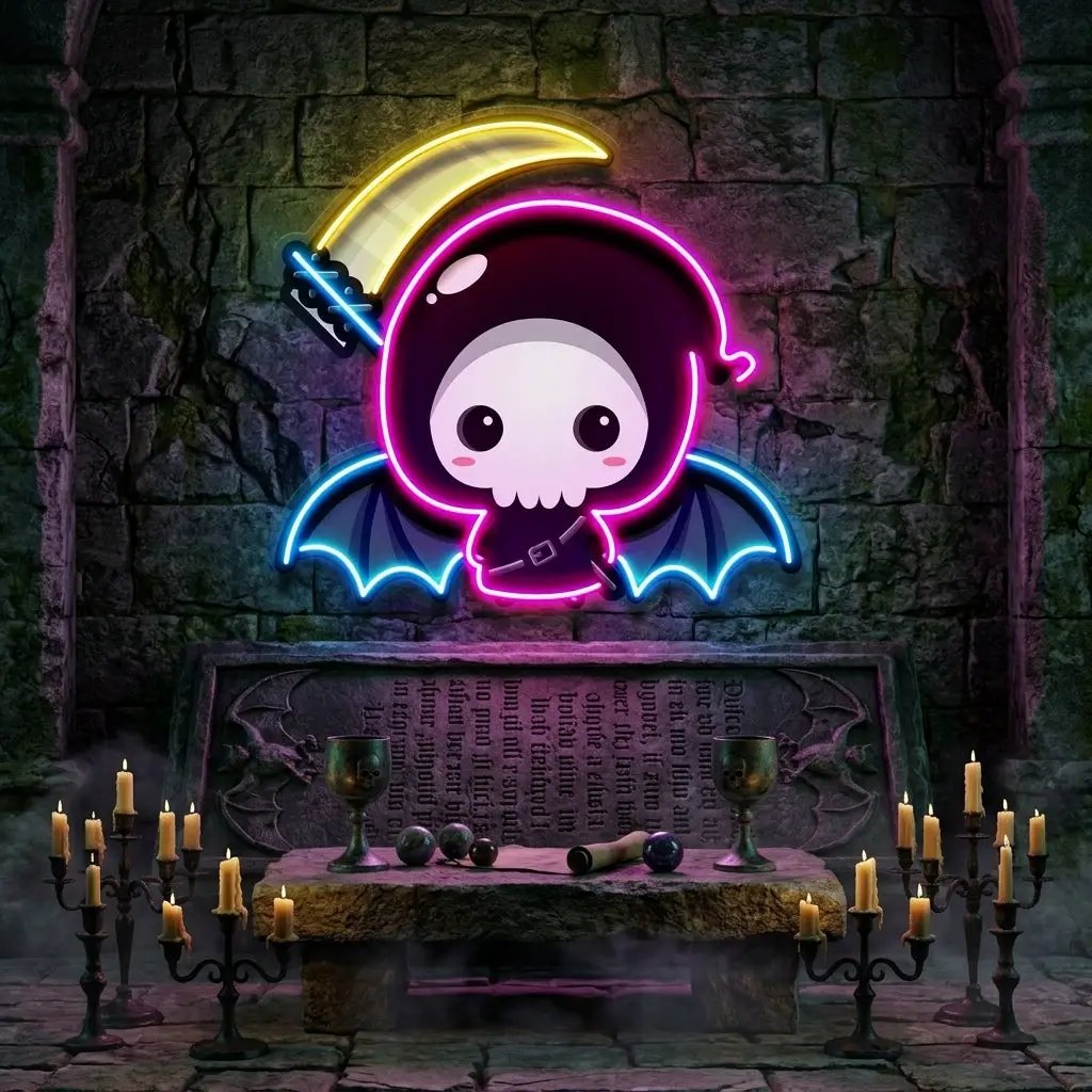 Cute Grim Reaper LED Neon Sign Light Pop Art