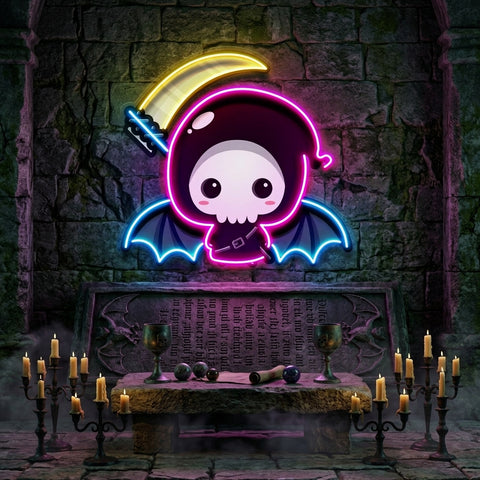 Cute Grim Reaper LED Neon Sign Light Pop Art