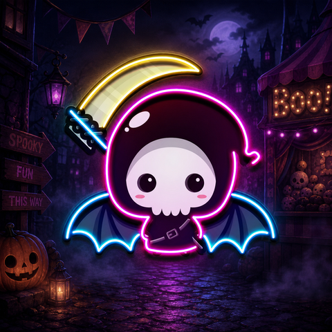 Cute Grim Reaper LED Neon Sign Light Pop Art