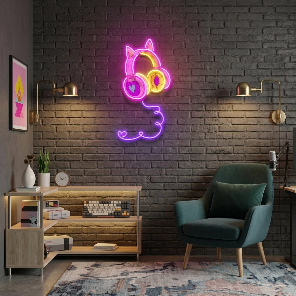 Cute Headphones Led Neon Sign Light