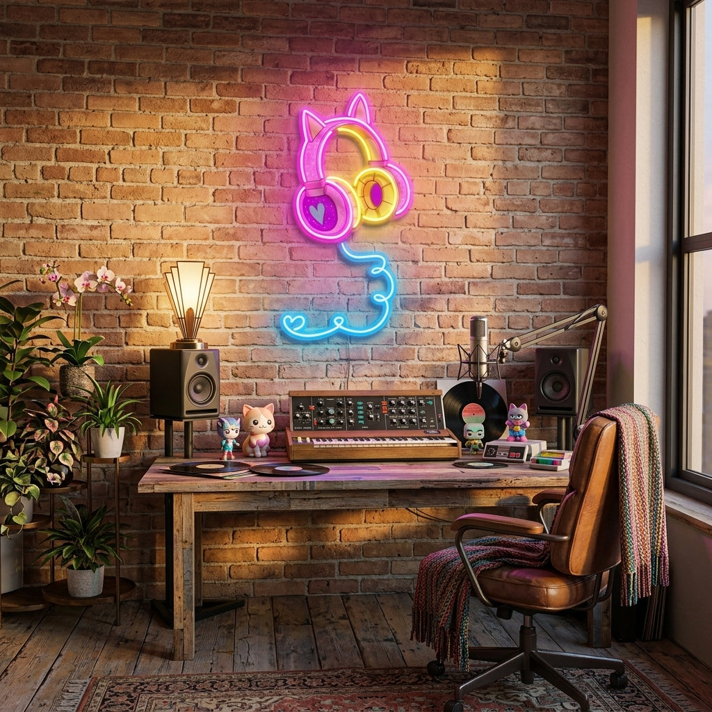 Cute Headphones Led Neon Sign Light