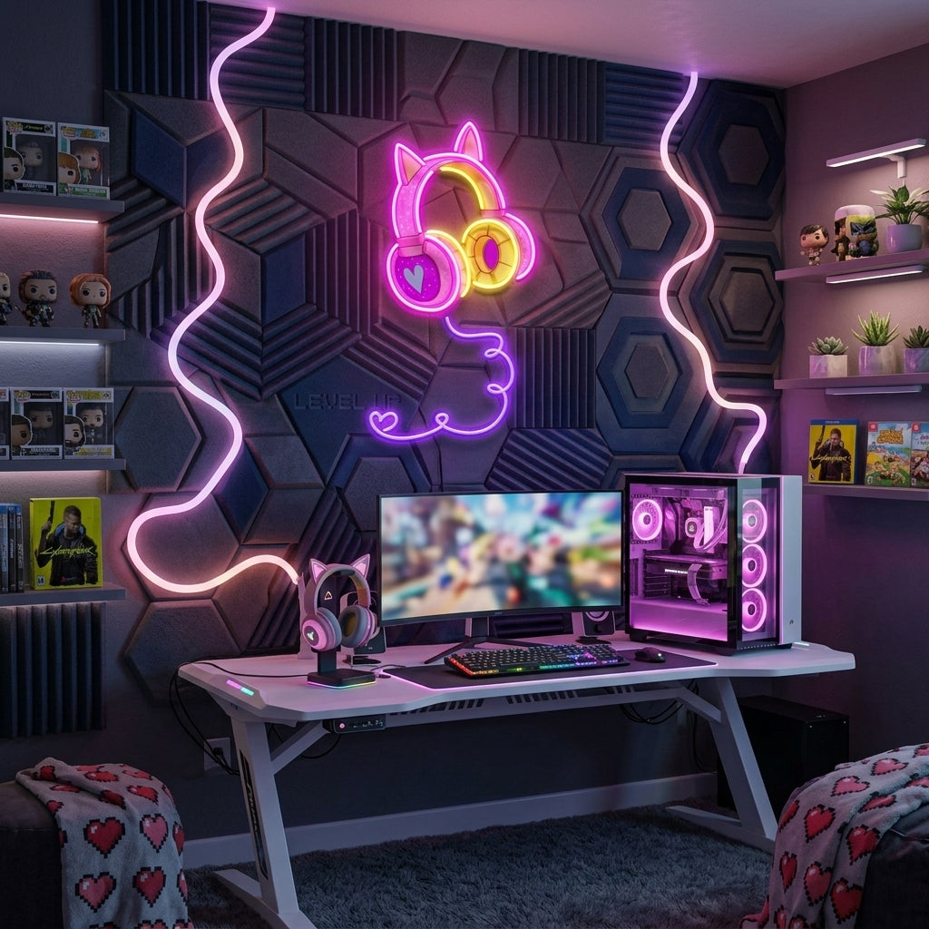 Cute Headphones Led Neon Sign Light