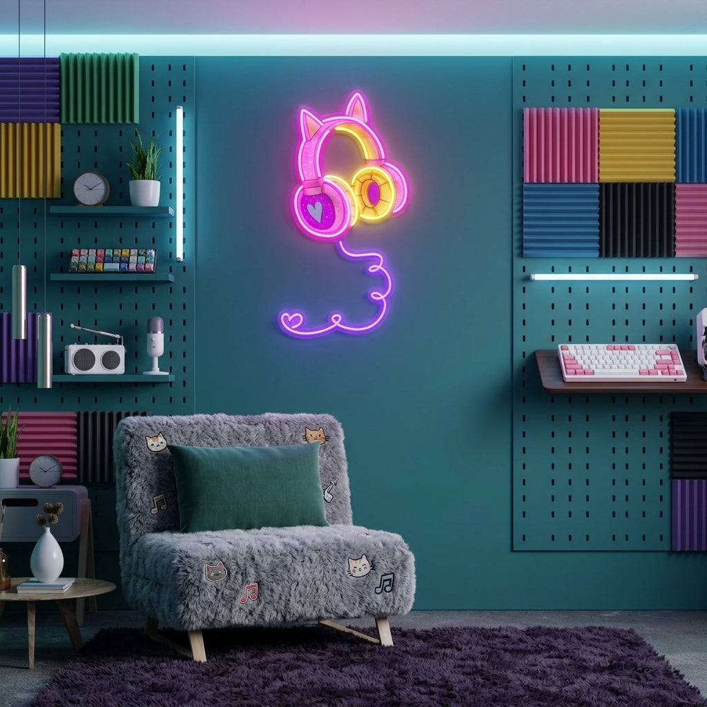 Cute Headphones Led Neon Sign Light