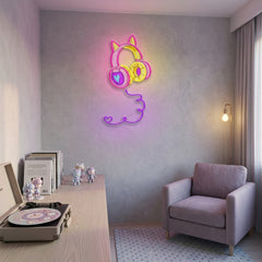 Cute Headphones Led Neon Sign Light