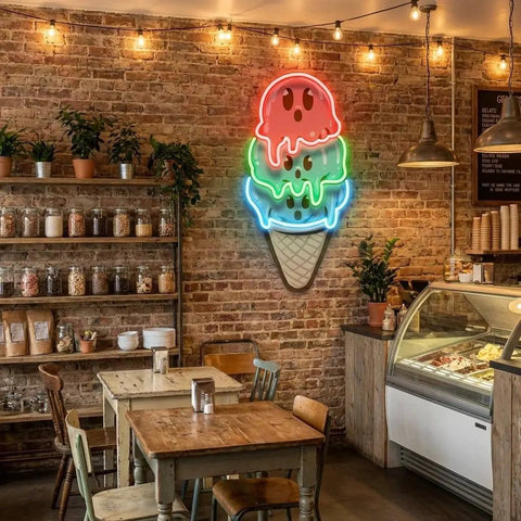 Cute Ice Cream Cartoon Artwork Led Neon Sign Light
