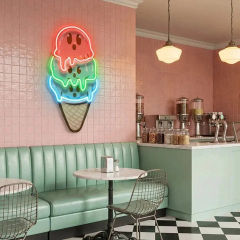 Cute Ice Cream Cartoon Artwork Led Neon Sign Light