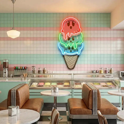 Cute Ice Cream Cartoon Artwork Led Neon Sign Light