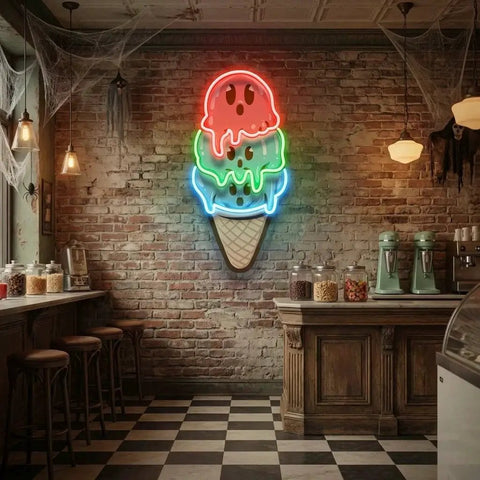 Cute Ice Cream Cartoon Artwork Led Neon Sign Light