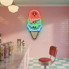 Cute Ice Cream Cartoon Artwork Led Neon Sign Light