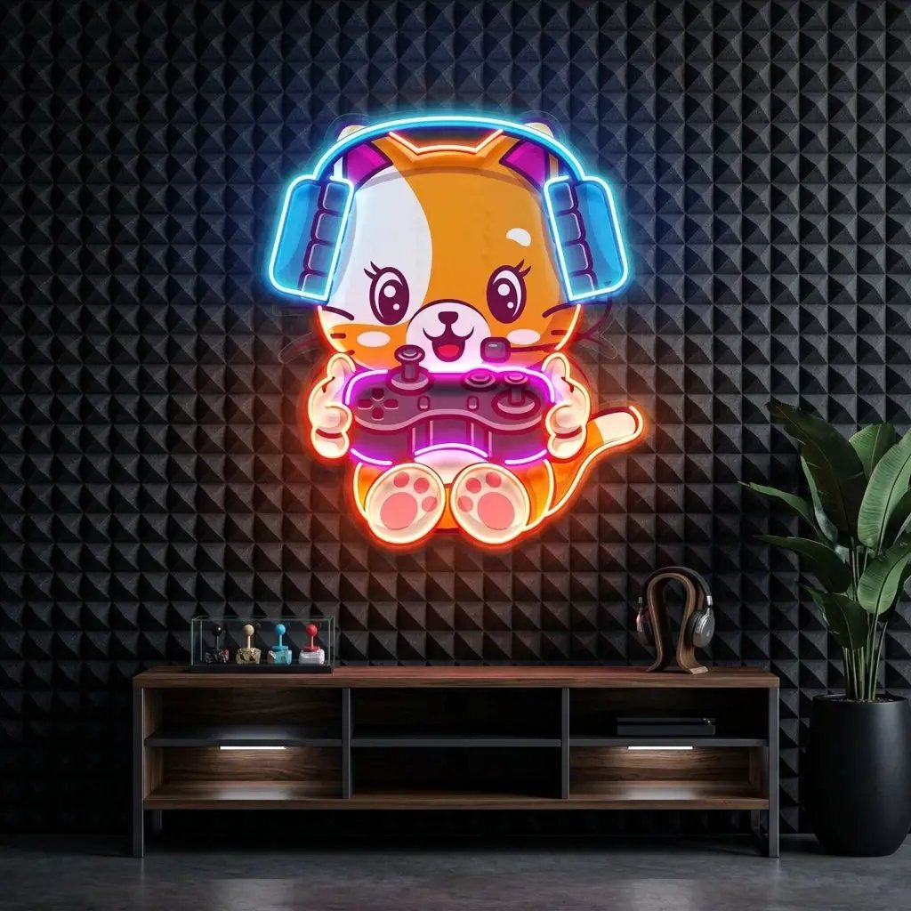 Cute cat Gaming LED Neon Sign Light Pop Art