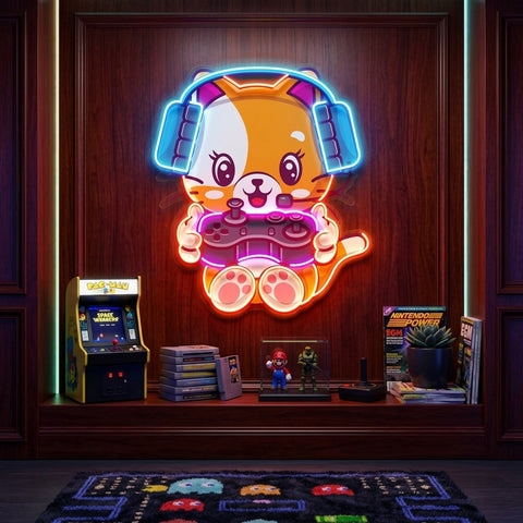 Cute cat Gaming LED Neon Sign Light Pop Art