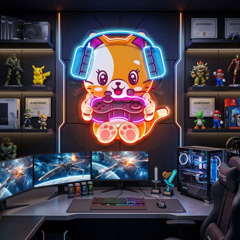Cute cat Gaming LED Neon Sign Light Pop Art