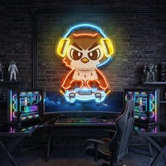 Cute Owl Gaming Cartoon LED Neon Sign Light Pop Art
