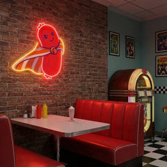Cute Sausage Super Hero Artwork Led Neon Sign Light