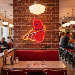 Cute Sausage Super Hero Artwork Led Neon Sign Light