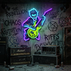 Cute Zombie Playing Electric Guitar LED Neon Sign Light Pop Art